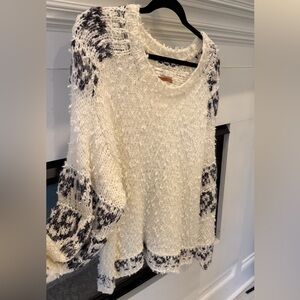 Pilcro (Anthropologie) Textured Knit Sweater - Cream and Navy EUC!